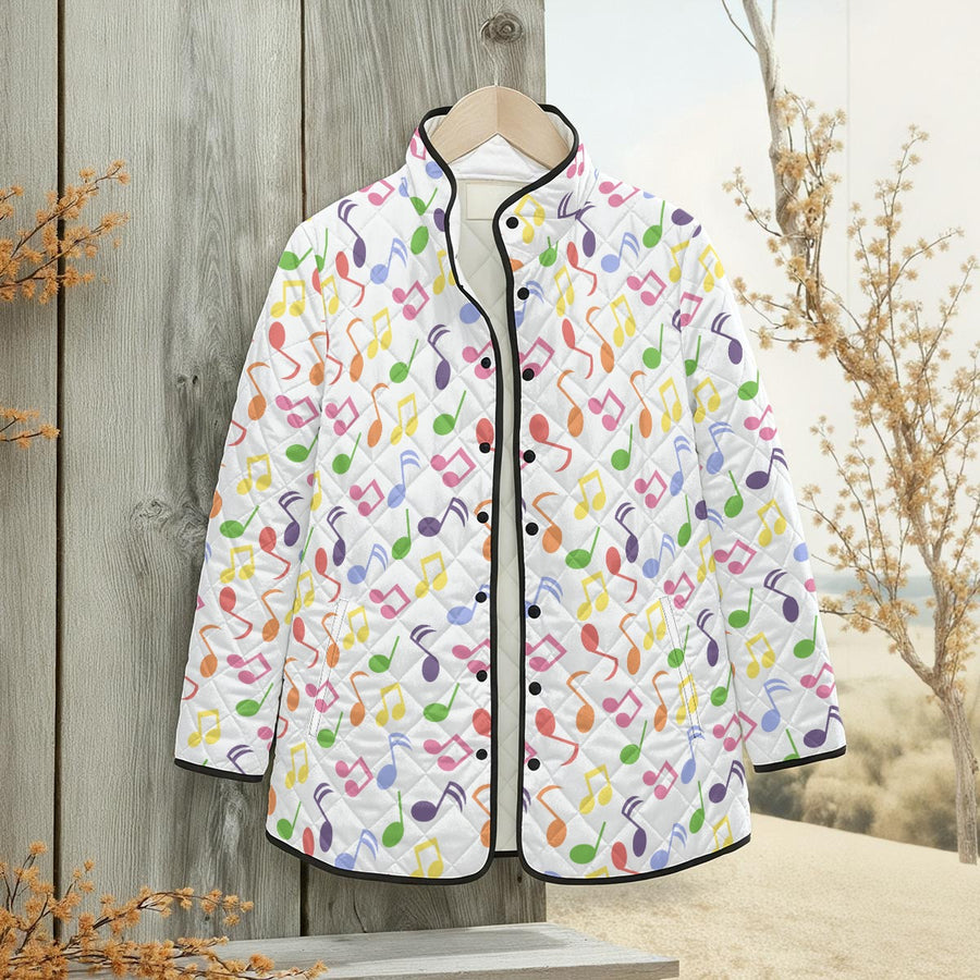 Colorful Music Notes Unisex Quilted Jacket