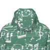 Music Green Print Unisex Long Down Jacket