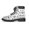 Black N White Music Print Men's Short Boots