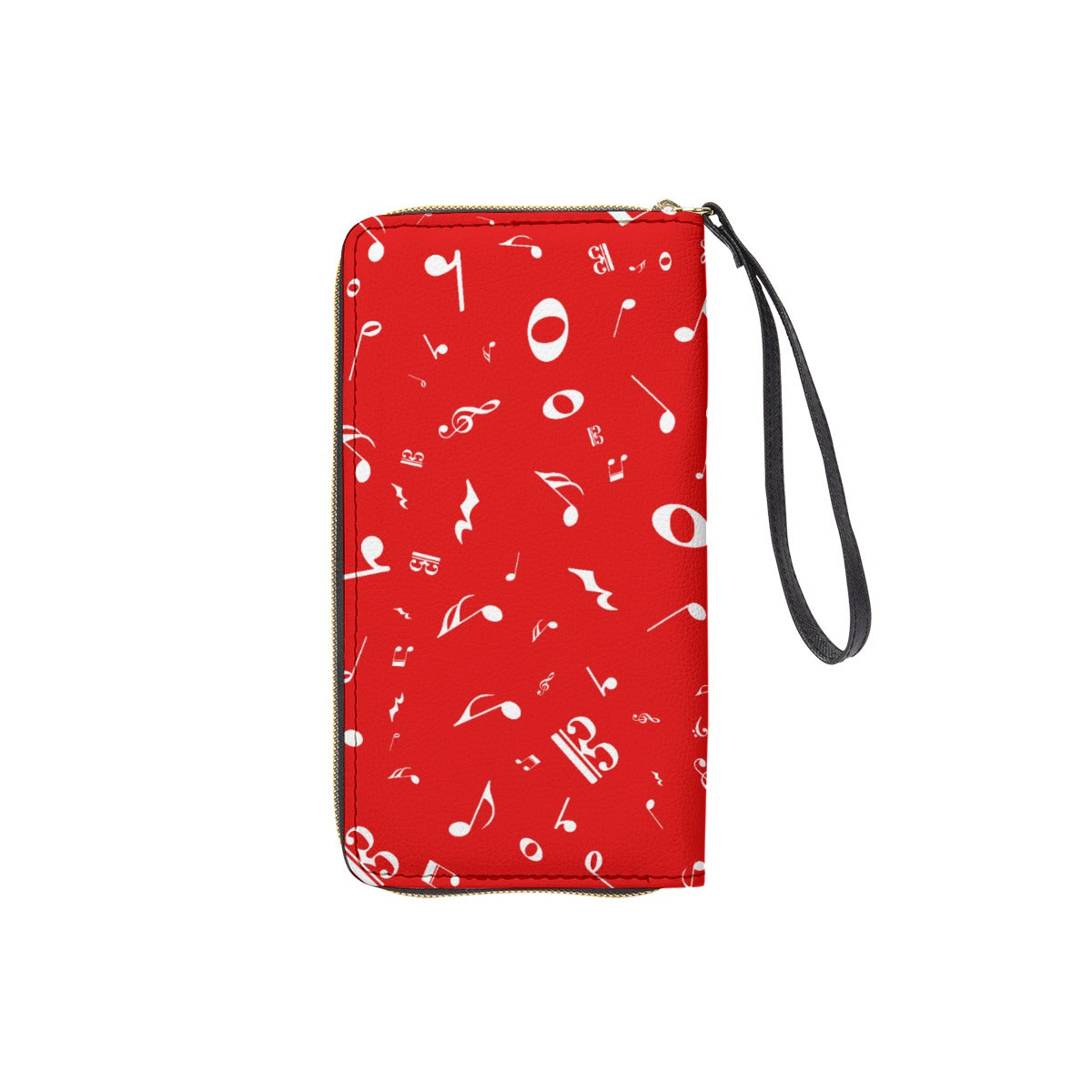 Music Notes Red Zip Wallet