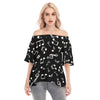 Music Notes Off-shoulder Back Split Top