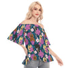 Floral Guitar Off-shoulder Back Split Top