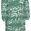 Music Green Print Unisex Long Down Jacket