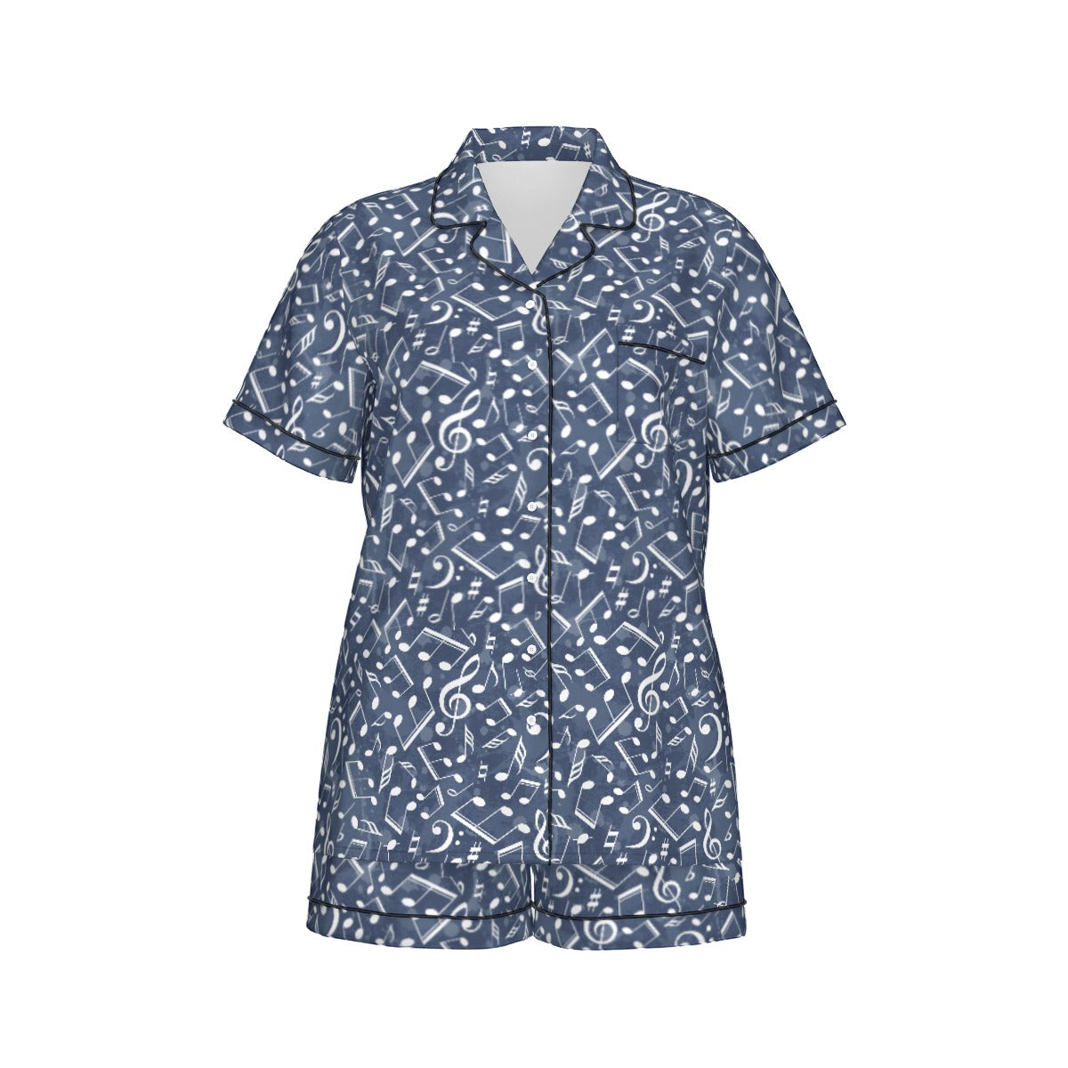 Music Blue Women's Short Sleeve Pajama Set