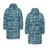 Music Blue Print Unisex Long Down Jacket