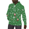 Green Christmas Print Men's Fleece Hoodie