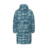 Music Blue Print Unisex Long Down Jacket