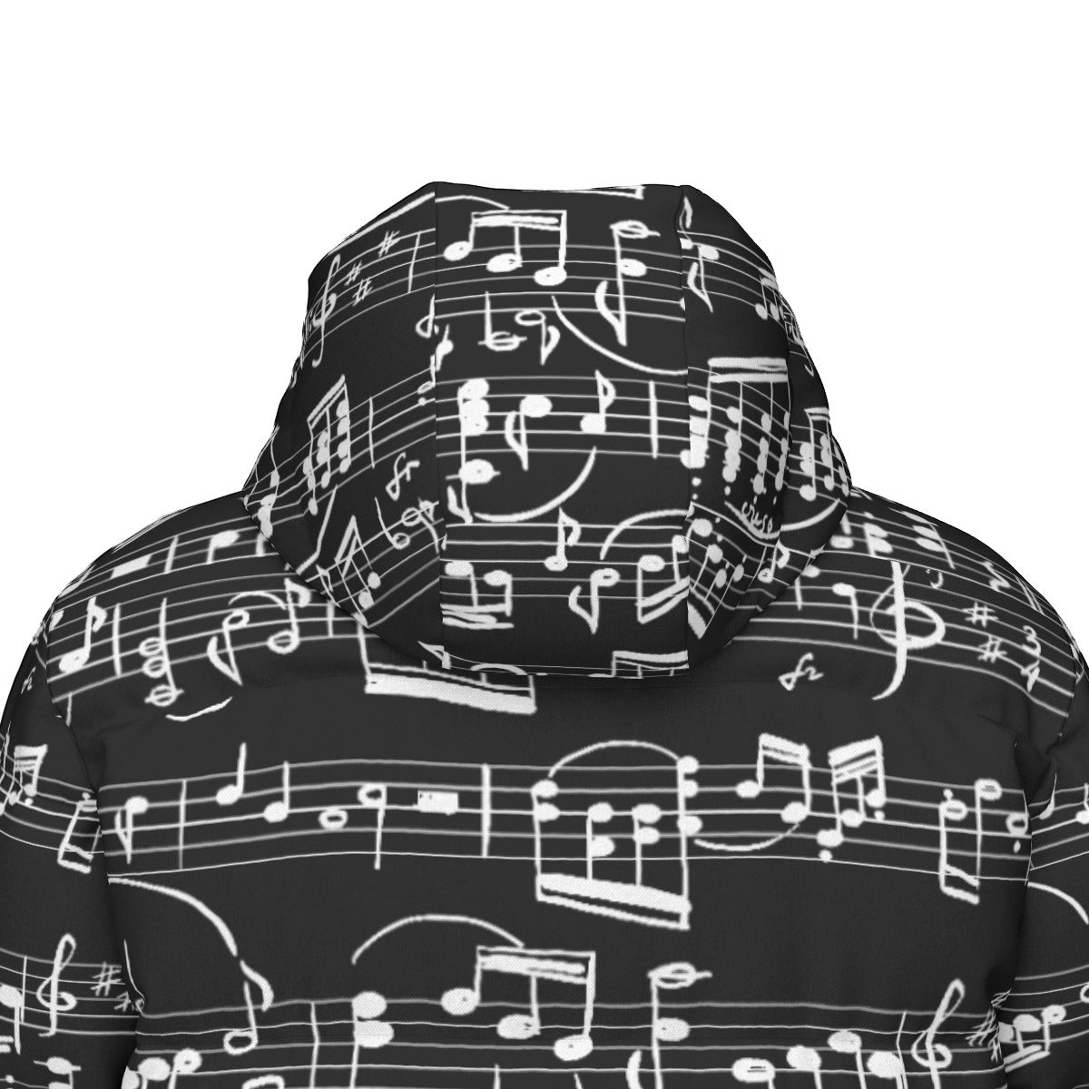 Classic Music Print Unisex Long Down Jacket