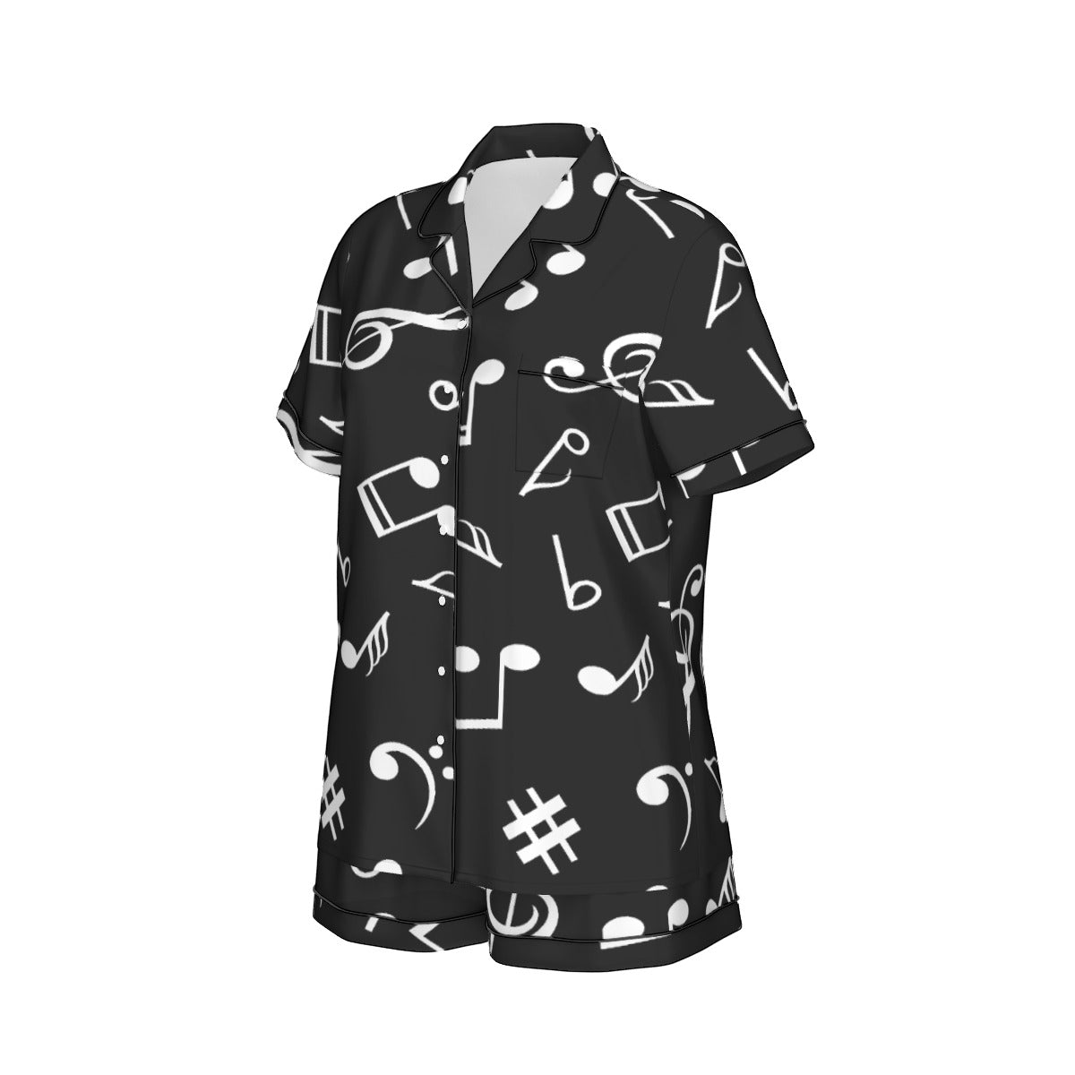 Music Black Women's Short Sleeve Pajama Set