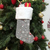 Plush Cuff Music Gray Print Christmas Stocking