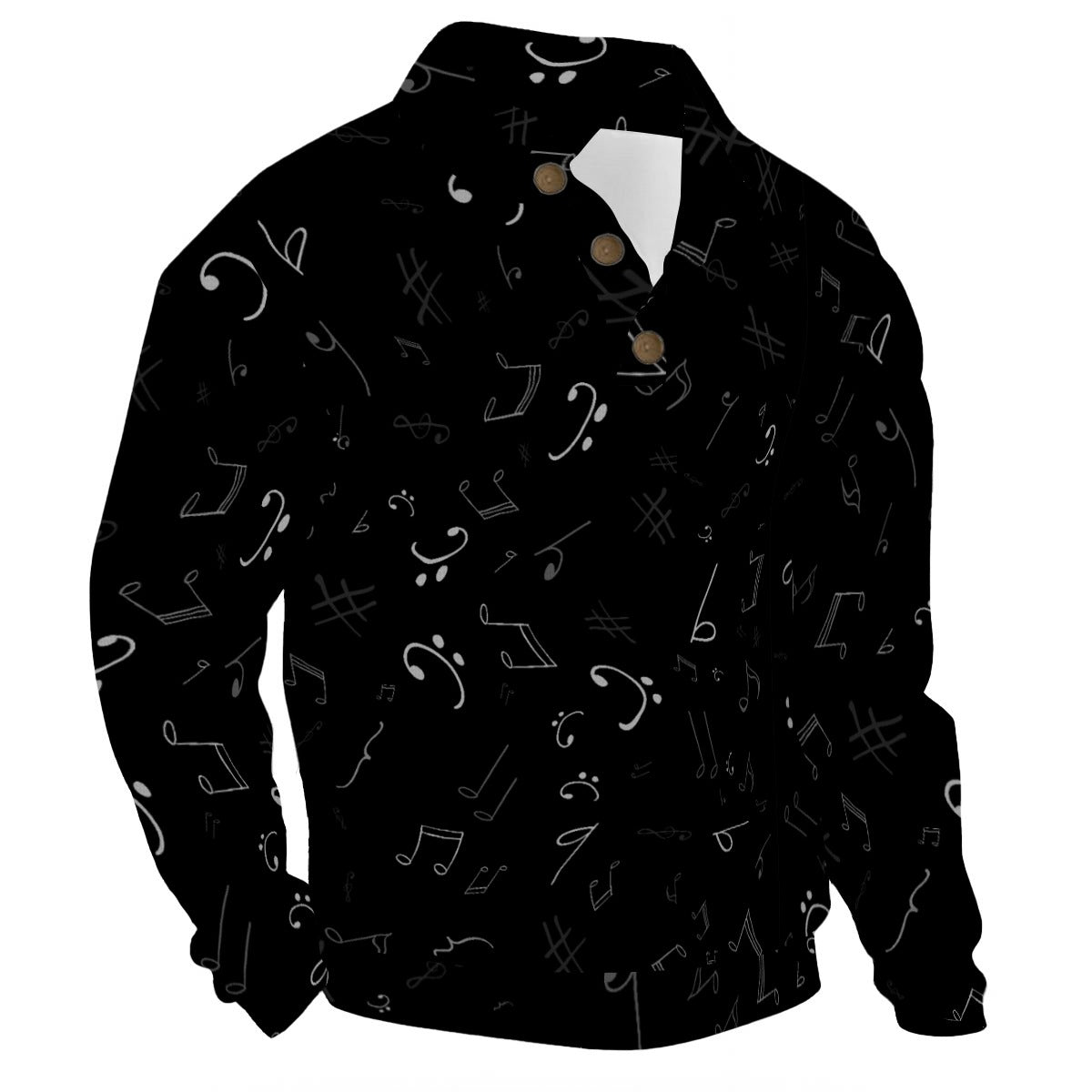 Elegant Music Print Men’s Casual Pullover