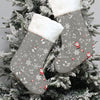 Plush Cuff Music Gray Print Christmas Stocking