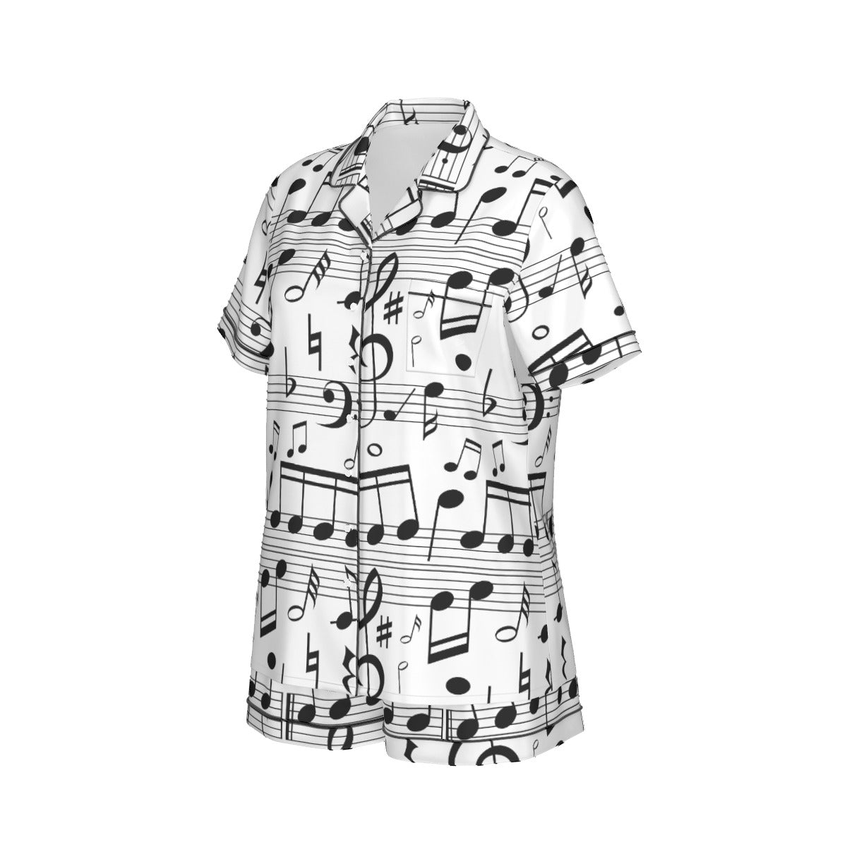Music White Women's Short Sleeve Pajama Set