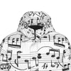 Music Print White Unisex Long Down Jacket