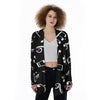 Music Print Women's Pocket Cardigan