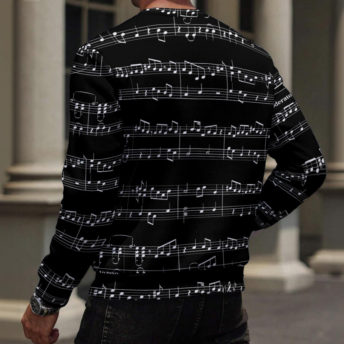 Music Print Men's Fleece Sweatshirt