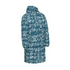 Music Blue Print Unisex Long Down Jacket