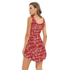 Red Music Print Sleeveless Dress