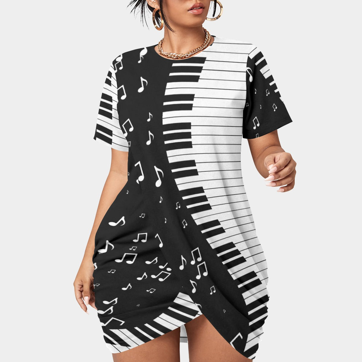 Piano Print T-shirt Dress (Plus Size)