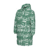 Music Green Print Unisex Long Down Jacket