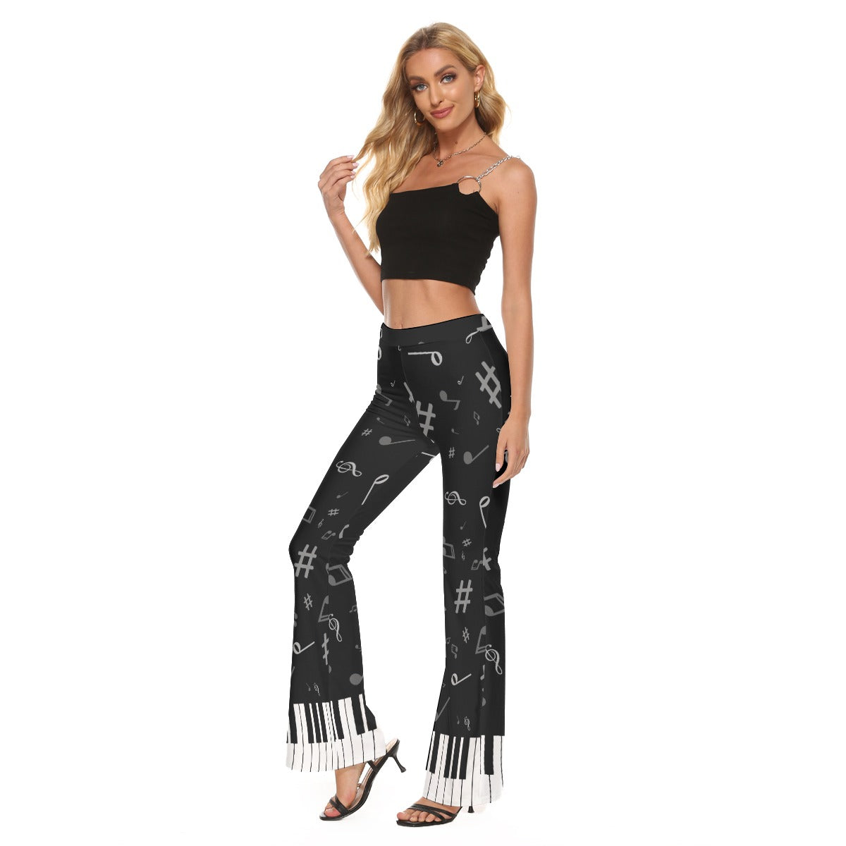 Piano Keys Women's Elastic Flare Pants