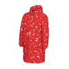 Red Music Notes Print Unisex Long Down Jacket