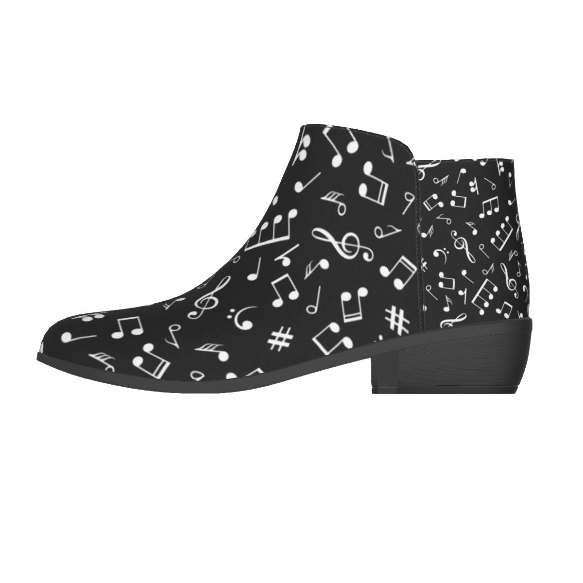 Classic Music Print Women's Short Boots