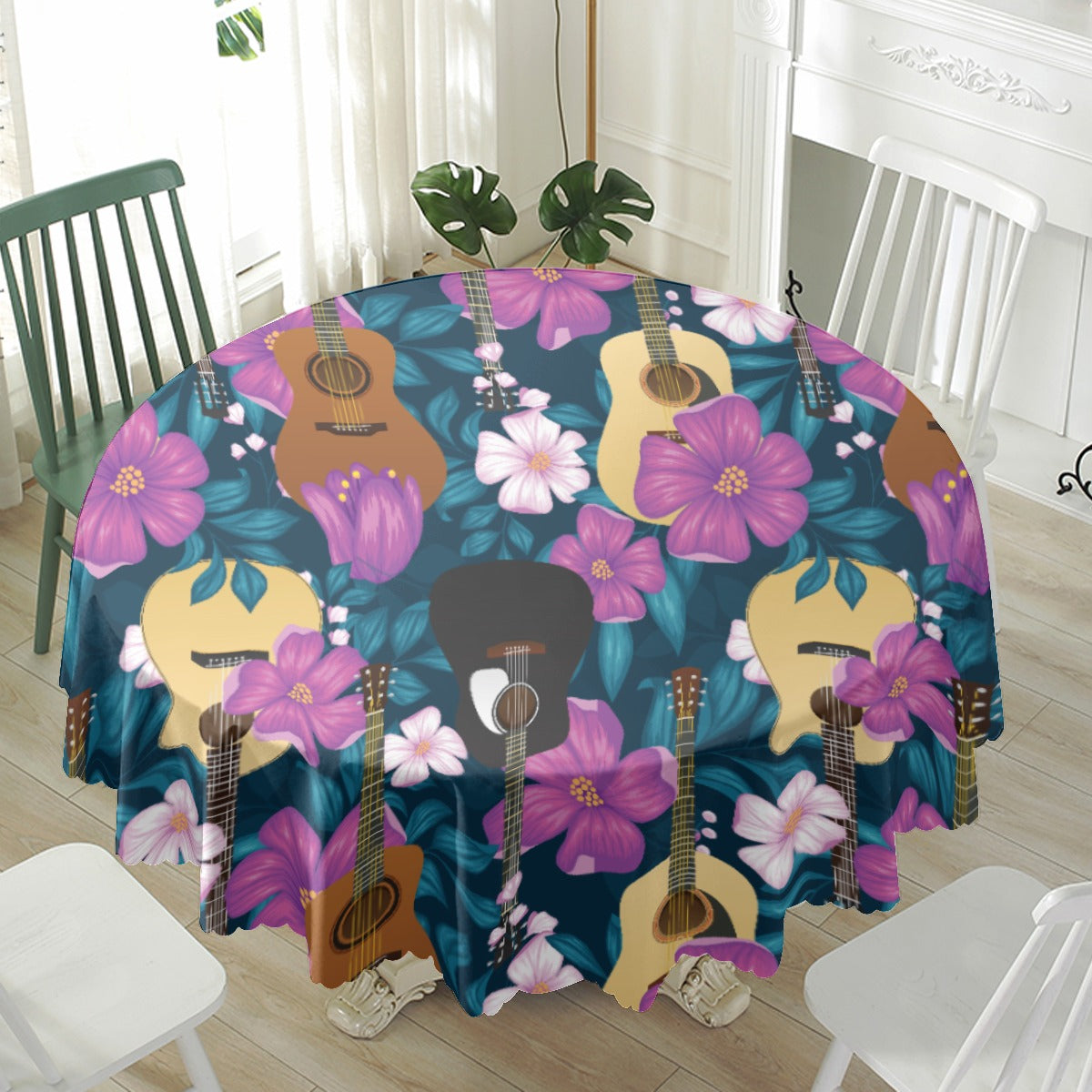 Guitar N Style Waterproof Round Tablecloth