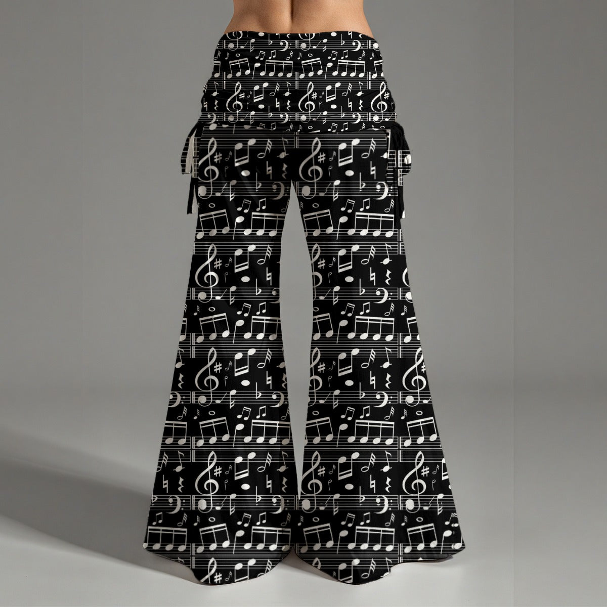 Music Scores Black Women's High Waist Wide Leg Pants