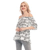 Music Scores Off-shoulder Back Split Top