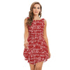 Red Music Print Sleeveless Dress