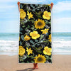 Yellow Music Flowers Beach Towel