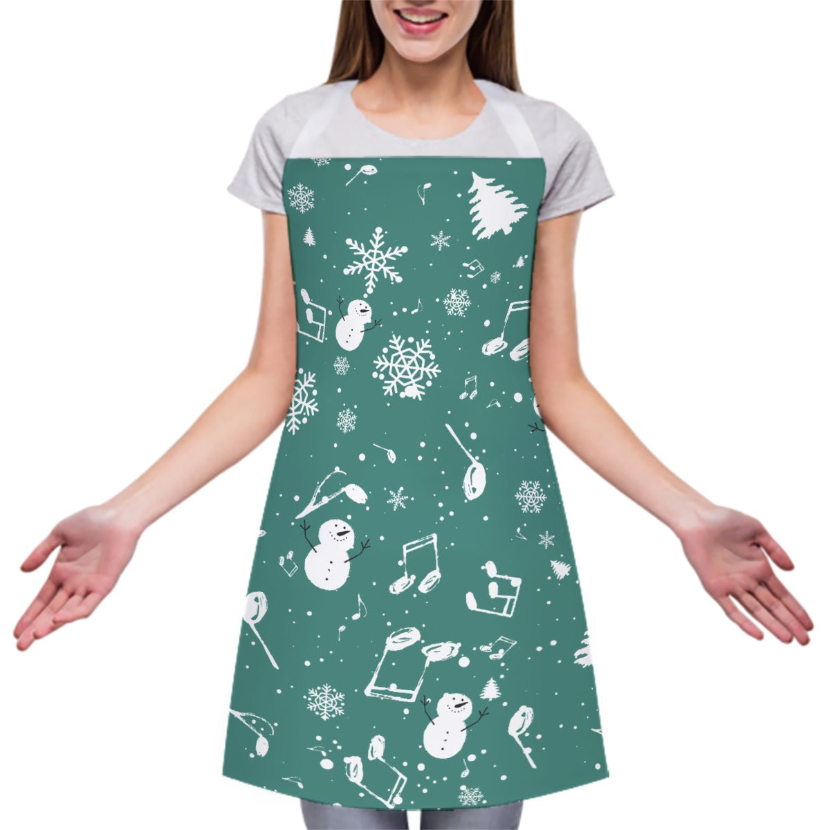 Music Christmas Green Adjustable Apron