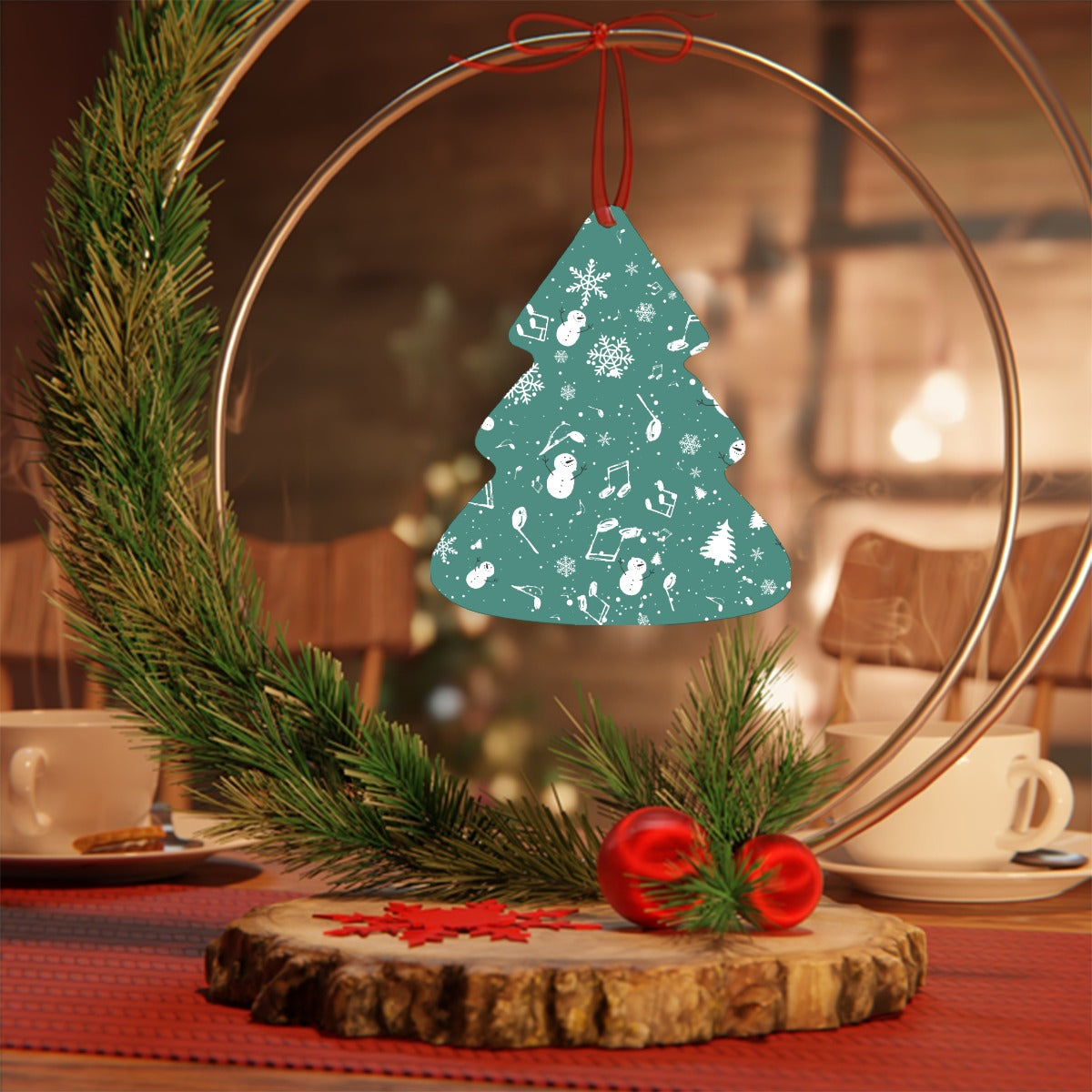 Bi-tone Music Christmas Tree Shaped Aluminium Pendant