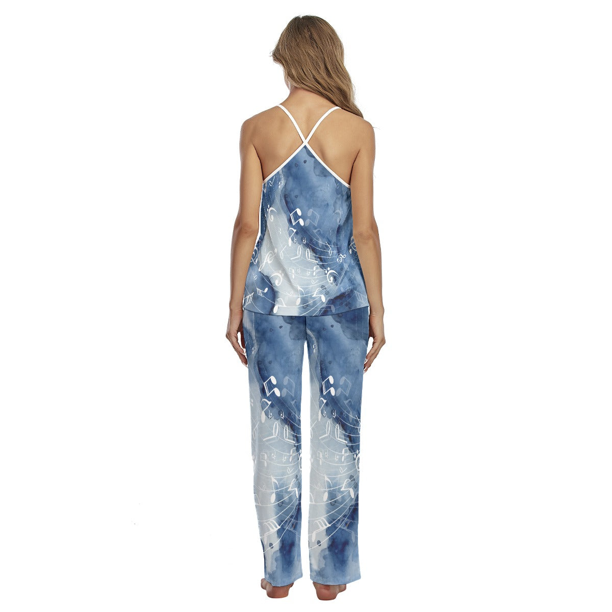 Blue Music Cross Back Cami Top & Pants Pajama Set