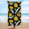 Yellow Floral Piano Beach Towel