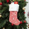 Plush Cuff Music Pink Print Christmas Stocking