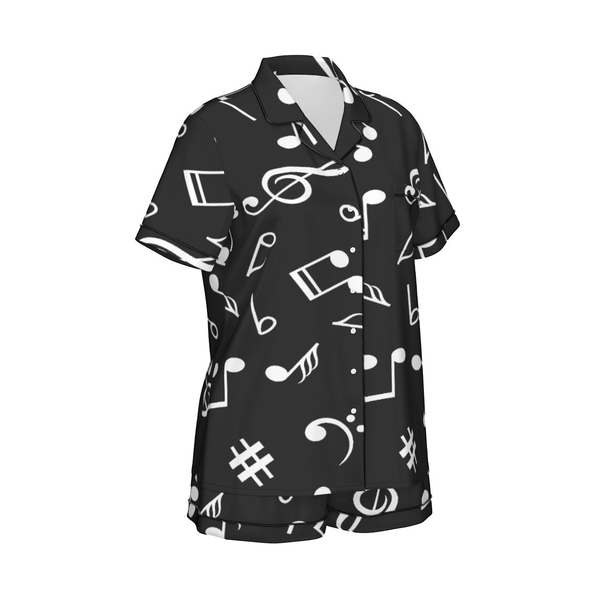 Music Black Women's Short Sleeve Pajama Set