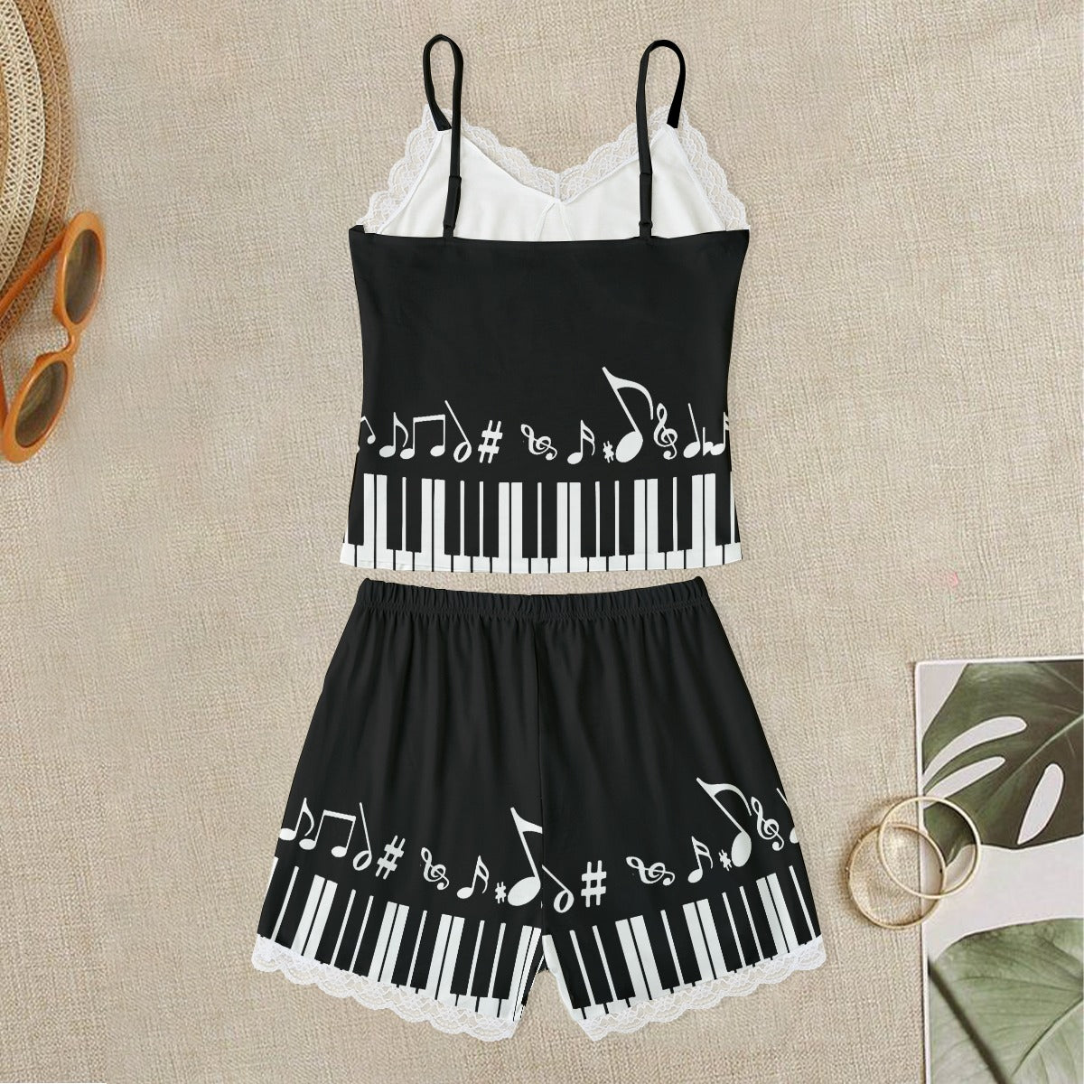 Piano & Music Lace Cami Top & Shorts