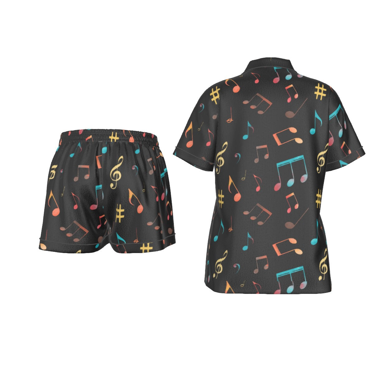 Music Colorful Women's Short Sleeve Pajama Set