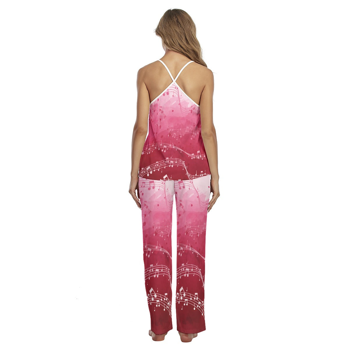 Pink Music Cross Back Cami Top & Pants Pajama Set