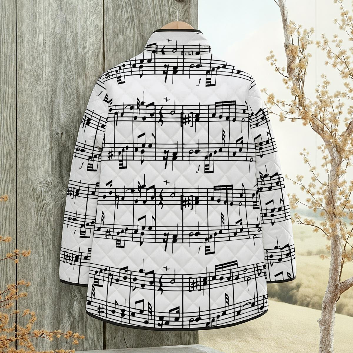 Music Scores White Unisex Quilted Jacket