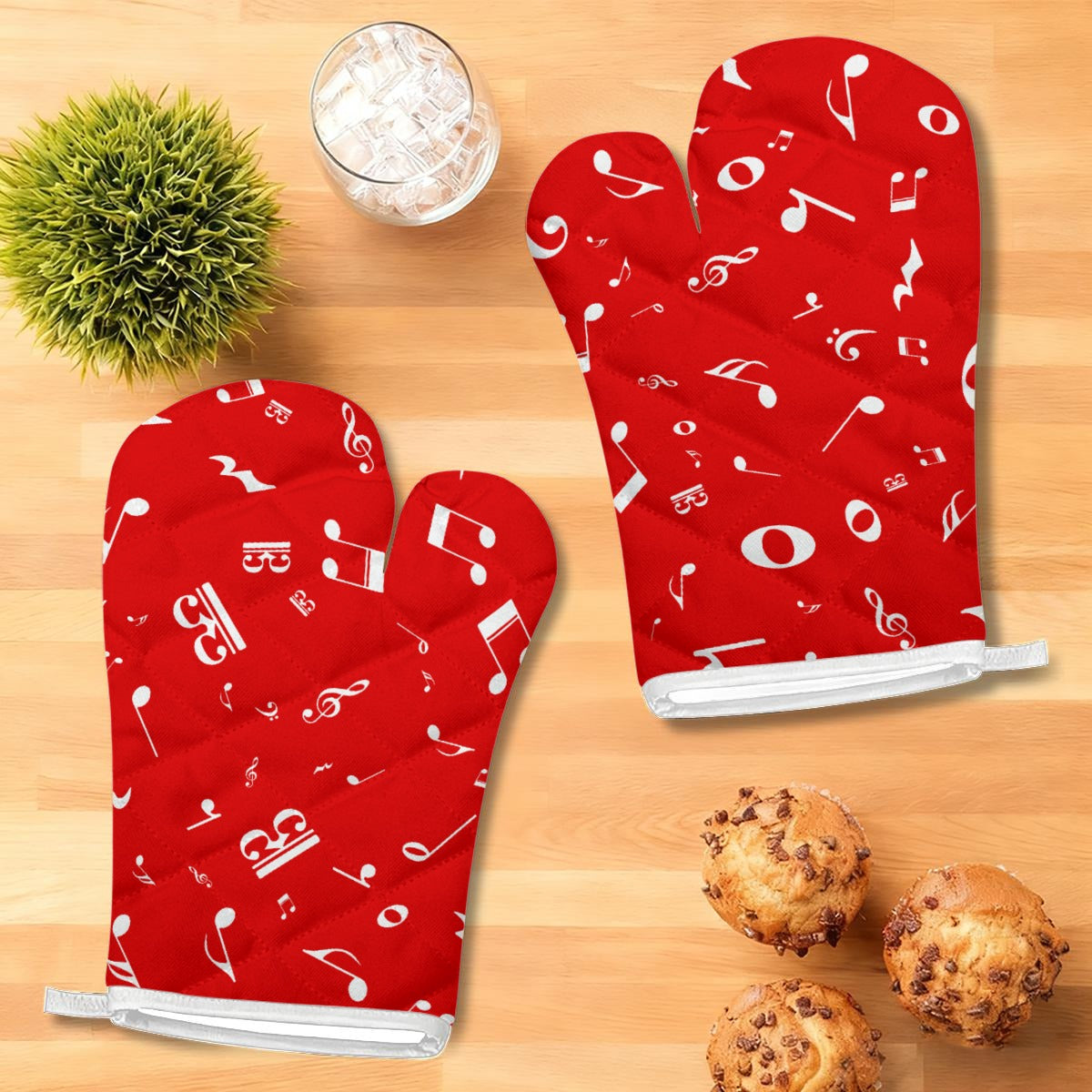 1 Piece Music Style Red Kitchen Heat-Resistant Glove