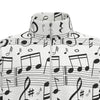 Music Notes Print Unisex Stand Collar Zipped Jacket