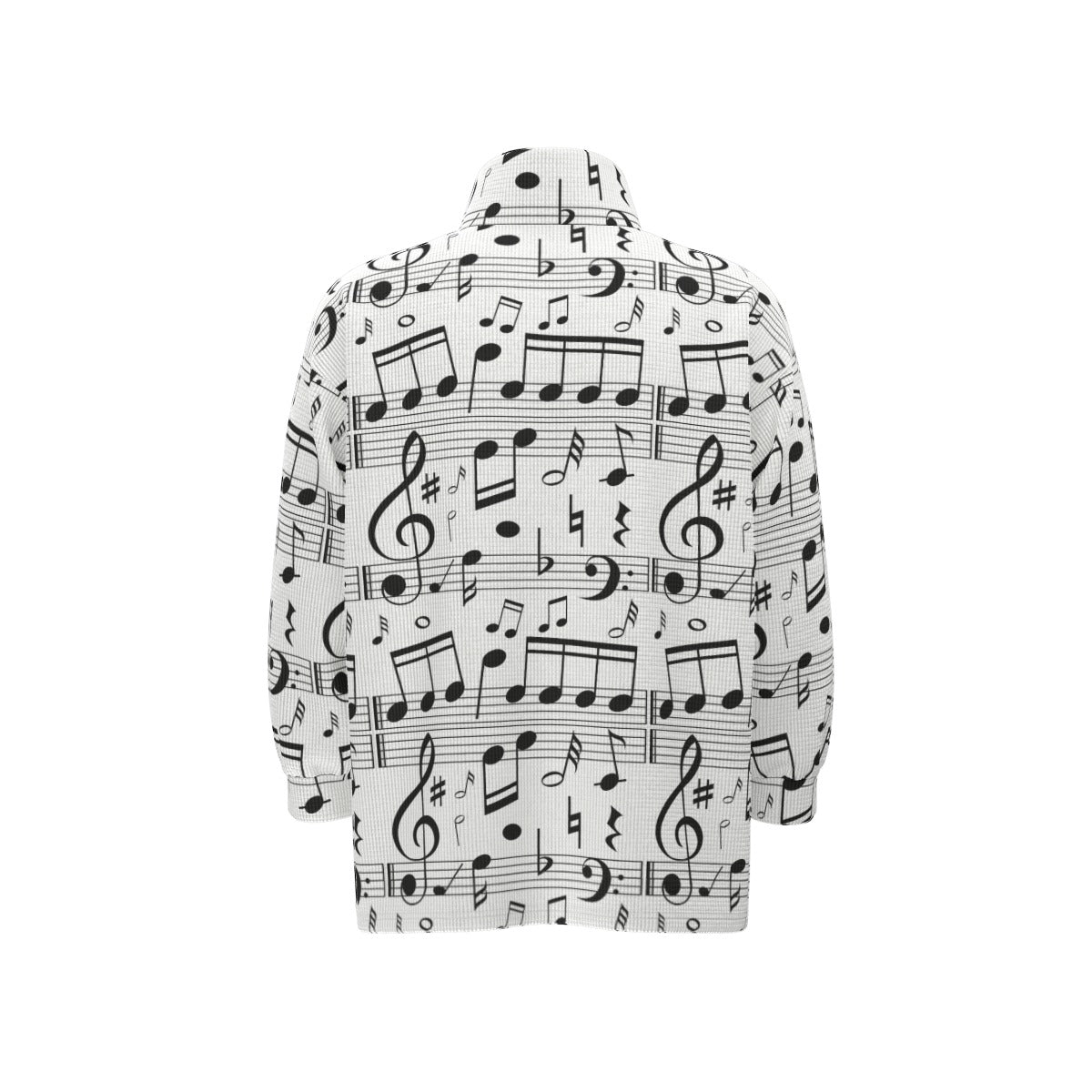 Music Notes Print Unisex Stand Collar Zipped Jacket