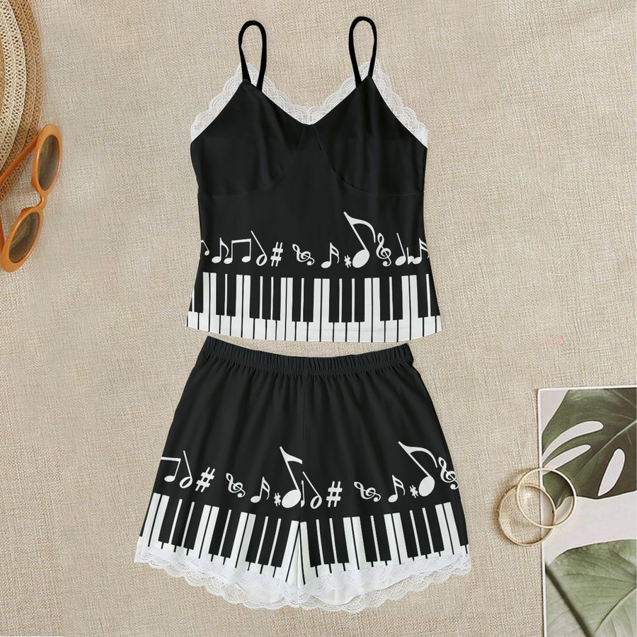 Piano & Music Lace Cami Top & Shorts