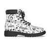 Black N White Music Print Men's Short Boots