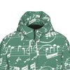 Music Green Print Unisex Long Down Jacket