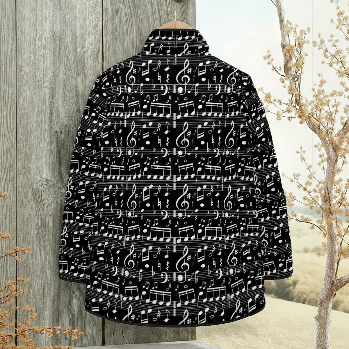 Music Scores Black Unisex Quilted Jacket