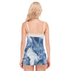 Watercolor Music Blue Lace Camisole & Panty Lace Pajama Set